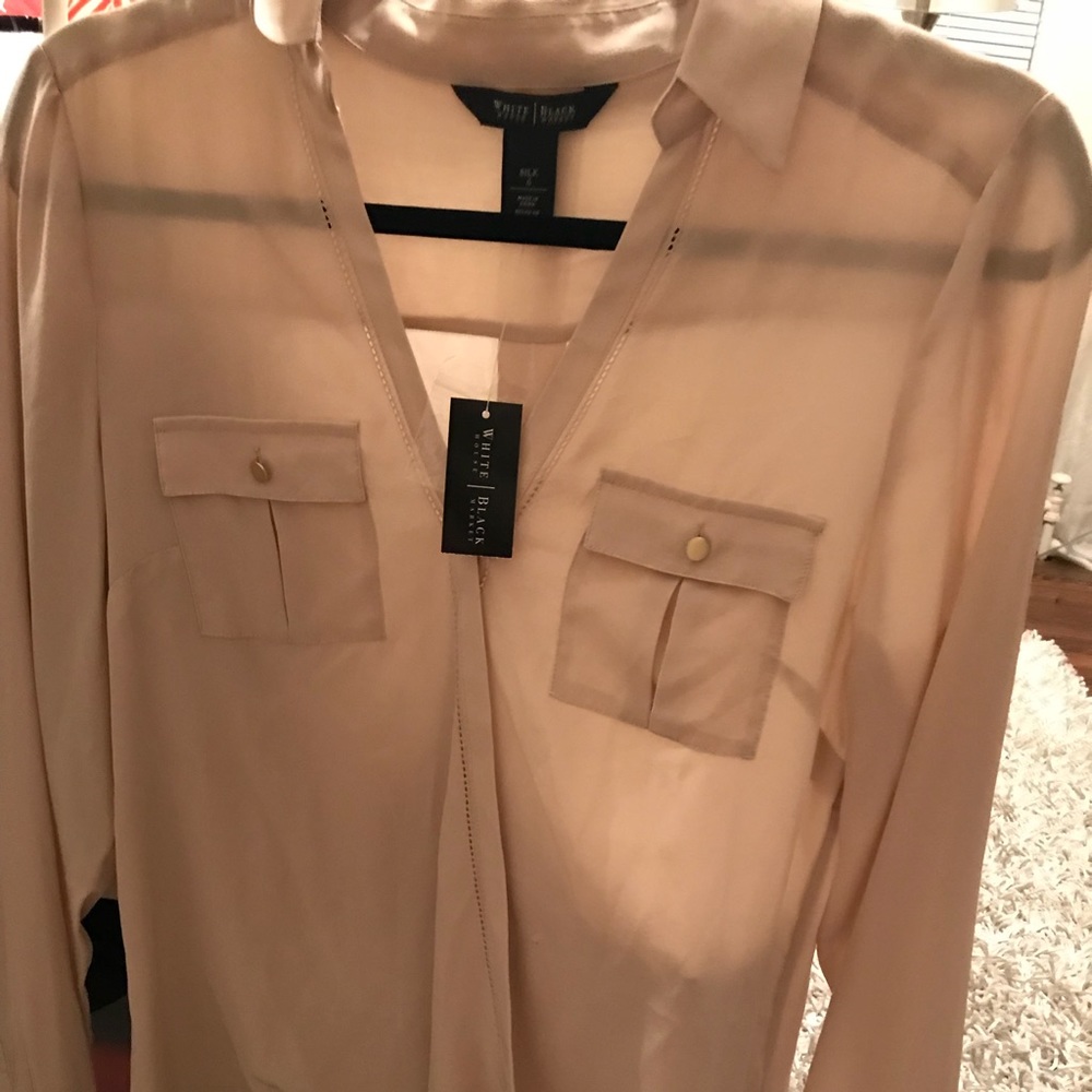 White House Black Market Silk Blouse NWT